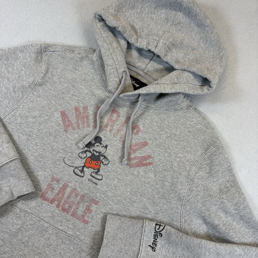 Disney x American Eagle Mickey Mouse Hoodie Gray Super Soft Sweatshirt Medium M